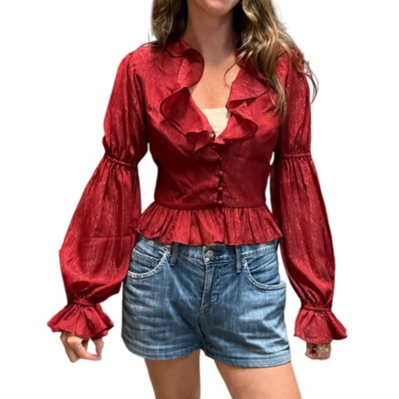 Privacy Please Bardot Blouse In Burgundy - Size S - Picture 11 of 11